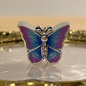 Bracelet Charm Butterfly Purple & Blue with Rhinestones